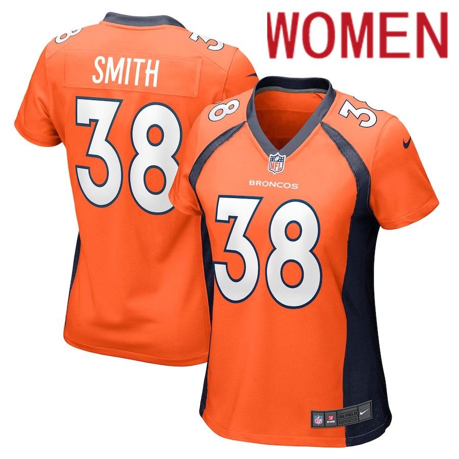 Women Denver Broncos #38 Saivion Smith Nike Orange Game NFL Jersey->women nfl jersey->Women Jersey